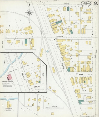 Sanborn Fire Insurance Map from Eagle River, Vilas County, Wisconsin (1901), Sheet #0002 - Complete Map Set gallery image, historic Sanborn map, vintage wall art, Wisconsin Wisconsin