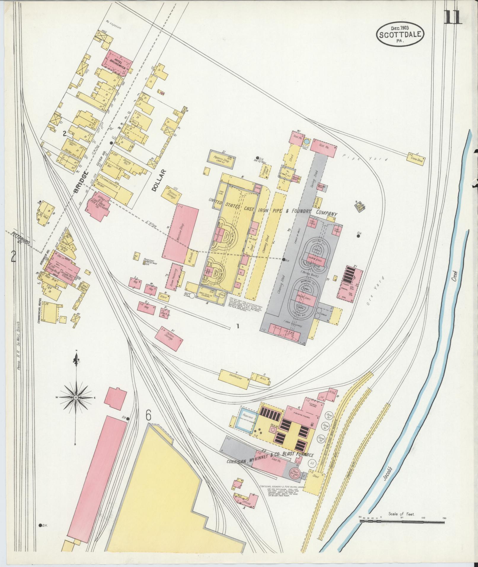 Sanborn Fire Insurance Map from Scottdale, Westmoreland County, Pennsylvania (1903), Sheet #0011 - Complete Map Set gallery image, historic Sanborn map, vintage wall art, Pennsylvania Pennsylvania