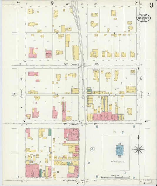 Sanborn Fire Insurance Map from Bedford, Lawrence County, Indiana (1898), Sheet #0003 - Historic Sanborn Fire Insurance Map Print, vintage old map wall art, antique decor, genealogy gift, Indiana Indiana map