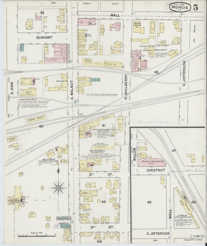 Sanborn Fire Insurance Map from Muncie, Delaware County, Indiana (1889), Sheet #0005 - Complete Map Set gallery image, historic Sanborn map, vintage wall art, Muncie Delaware