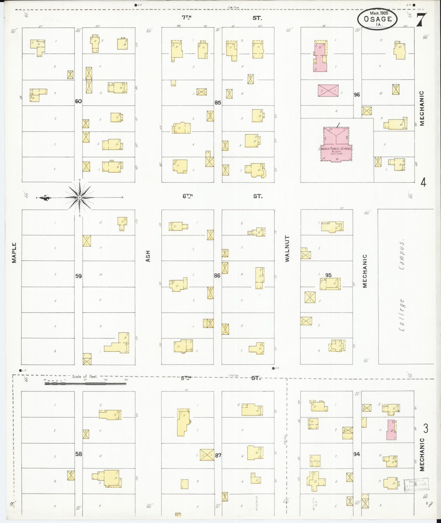Sanborn Fire Insurance Map from Osage, Mitchell County, Iowa (1905), Sheet #0007 - Historic Sanborn Fire Insurance Map Print
