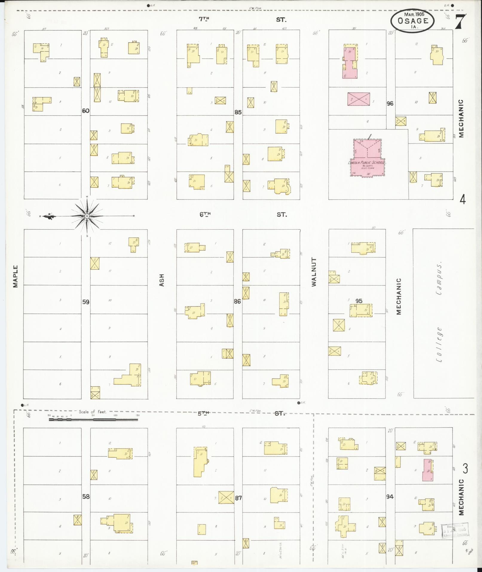 Sanborn Fire Insurance Map from Osage, Mitchell County, Iowa (1905), Sheet #0007 - Historic Sanborn Fire Insurance Map Print
