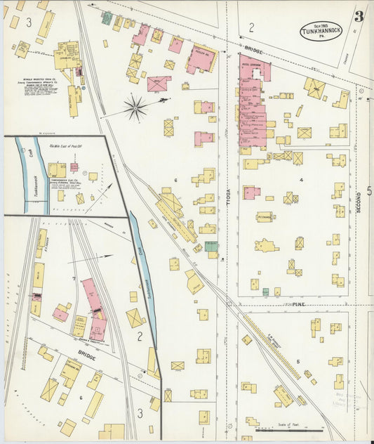 Sanborn Fire Insurance Map from Tunkhannock, Wyoming County, Pennsylvania (1903), Sheet #0003 - Historic Sanborn Fire Insurance Map Print, vintage old map wall art, antique decor, genealogy gift, Tunkhannock Wyoming map