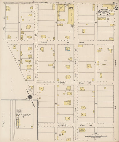 Sanborn Fire Insurance Map from Ephrata, Grant County, Washington (1922), Sheet #0002 - Complete Map Set gallery image, historic Sanborn map, vintage wall art, Washington Washington