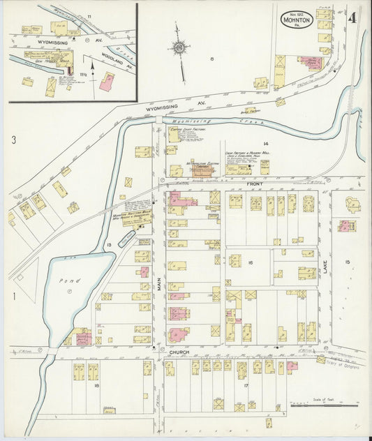 Sanborn Fire Insurance Map from Mohnton, Berks County, Pennsylvania (1912), Sheet #0004 - Historic Sanborn Fire Insurance Map Print, vintage old map wall art, antique decor, genealogy gift, Pennsylvania Pennsylvania map