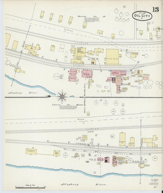 Sanborn Fire Insurance Map from Oil City, Venango County, Pennsylvania (1891), Sheet #0013 - Historic Sanborn Fire Insurance Map Print, vintage old map wall art, antique decor, genealogy gift, Pennsylvania Pennsylvania map