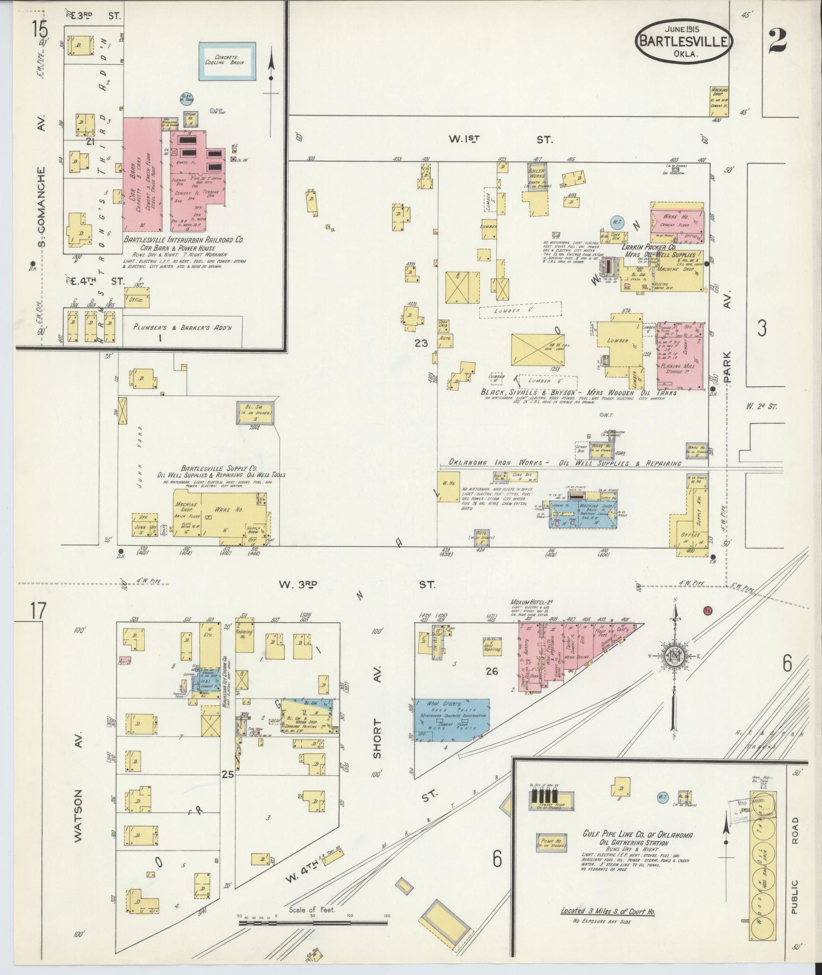 Sanborn Fire Insurance Map from Bartlesville, Washington County, Oklahoma (1915), Sheet #0002 - Complete Map Set gallery image, historic Sanborn map, vintage wall art, Oklahoma Oklahoma