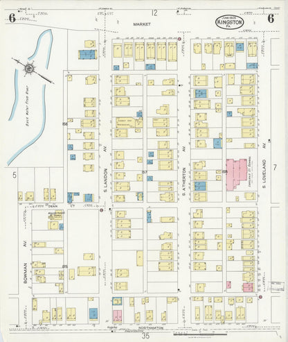 Sanborn Fire Insurance Map from Kingston, Luzerne County, Pennsylvania (1925), Sheet #0006 - Complete Map Set gallery image, historic Sanborn map, vintage wall art, Pennsylvania Pennsylvania
