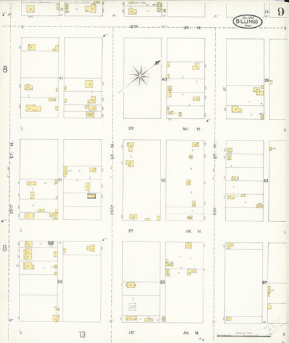Sanborn Fire Insurance Map from Billings, Yellowstone County, Montana (1903), Sheet #0009 - Complete Map Set gallery image, historic Sanborn map, vintage wall art, Montana Montana