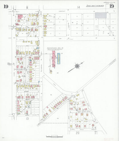 Sanborn Fire Insurance Map from Jefferson City, Cole County, Missouri (1939), Sheet #0019 - Historic Sanborn Fire Insurance Map Print, vintage old map wall art, antique decor, genealogy gift, Missouri Missouri map