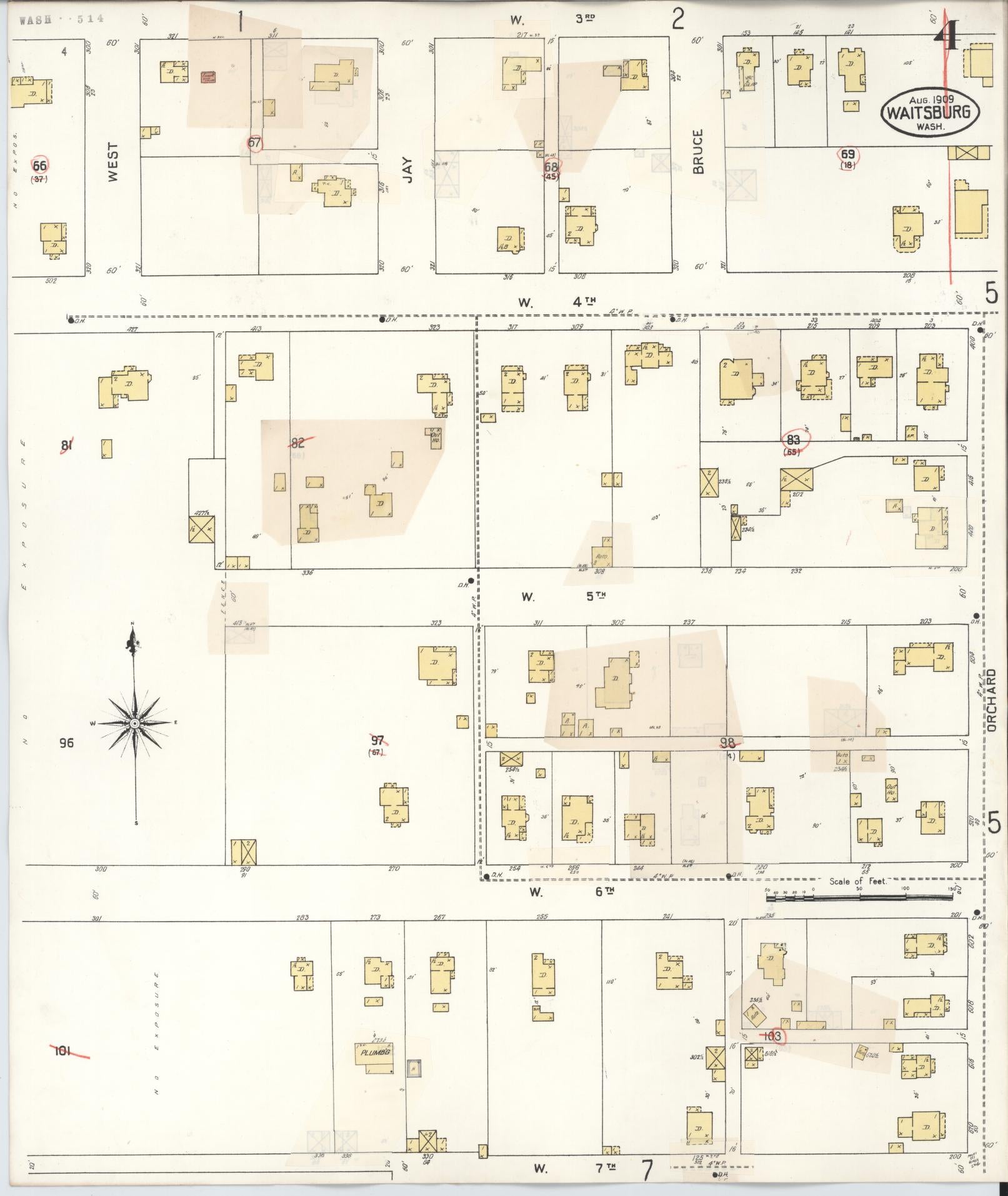 Sanborn Fire Insurance Map from Waitsburg, Walla Walla County, Washington (1933), Sheet #0004 - Complete Map Set gallery image, historic Sanborn map, vintage wall art, Washington Washington