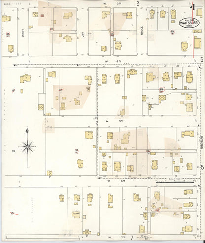 Sanborn Fire Insurance Map from Waitsburg, Walla Walla County, Washington (1933), Sheet #0004 - Complete Map Set gallery image, historic Sanborn map, vintage wall art, Washington Washington