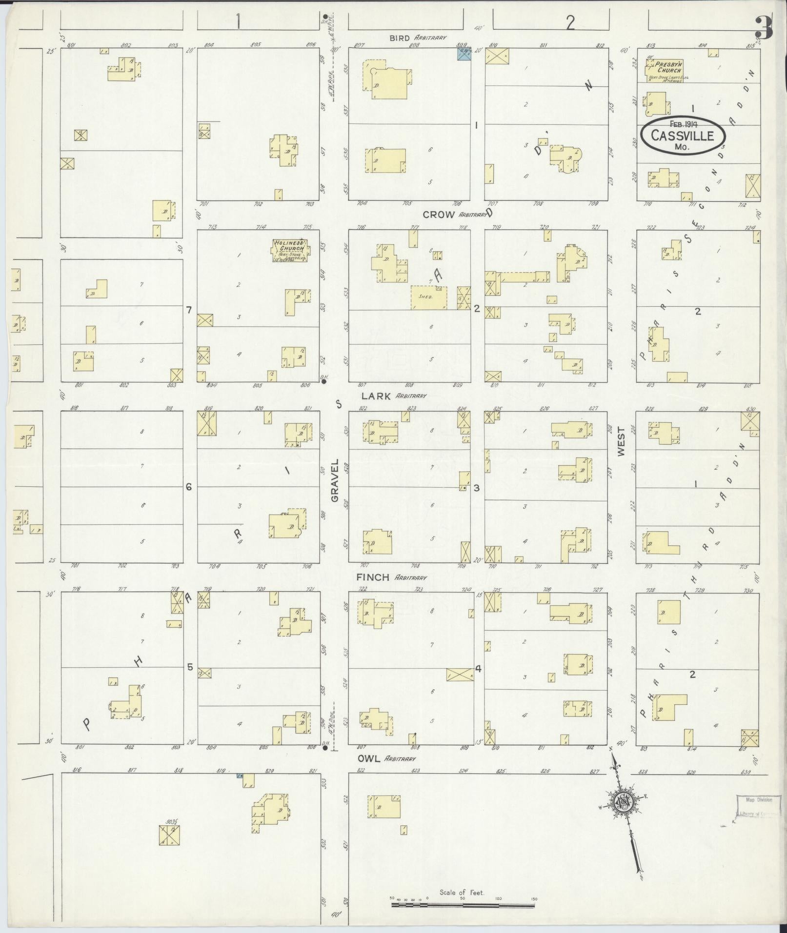 Sanborn Fire Insurance Map from Cassville, Barry County, Missouri (1914), Sheet #0003 - Historic Sanborn Fire Insurance Map Print, vintage old map wall art, antique decor, genealogy gift, Missouri Missouri map