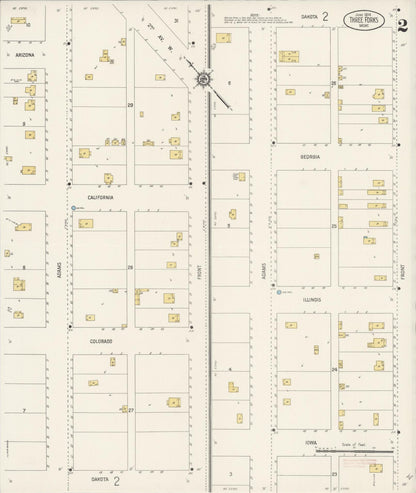 Sanborn Fire Insurance Map from Three Forks, Gallatin County, Montana (1914), Sheet #0002 - Complete Map Set gallery image, historic Sanborn map, vintage wall art, Montana Montana