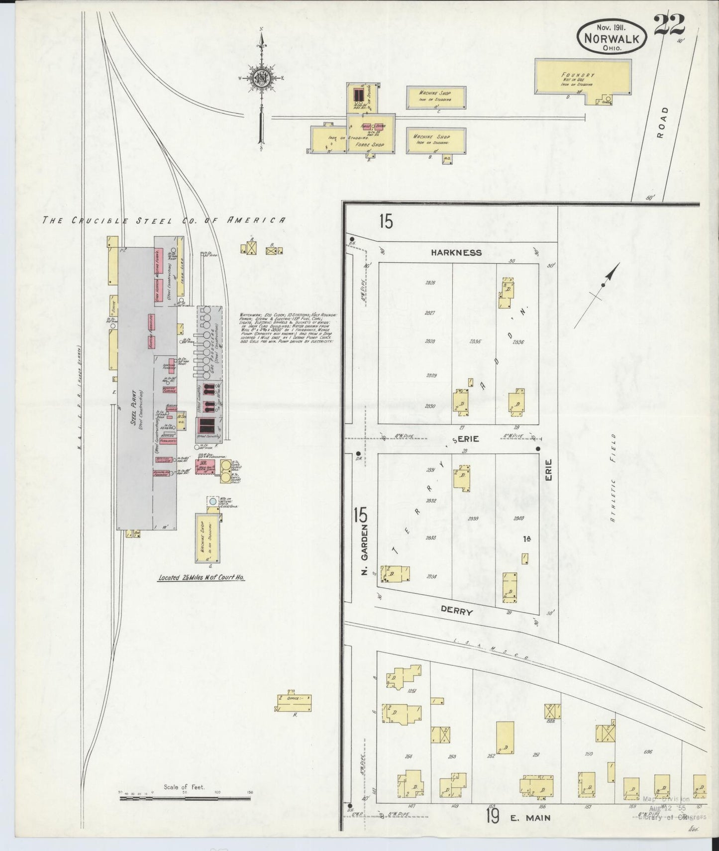 Sanborn Fire Insurance Map from Norwalk, Huron County, Ohio (1911), Sheet #0022 - Historic Sanborn Fire Insurance Map Print, vintage old map wall art, antique decor, genealogy gift, Ohio Ohio map