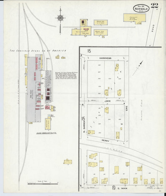 Sanborn Fire Insurance Map from Norwalk, Huron County, Ohio (1911), Sheet #0022 - Historic Sanborn Fire Insurance Map Print, vintage old map wall art, antique decor, genealogy gift, Ohio Ohio map