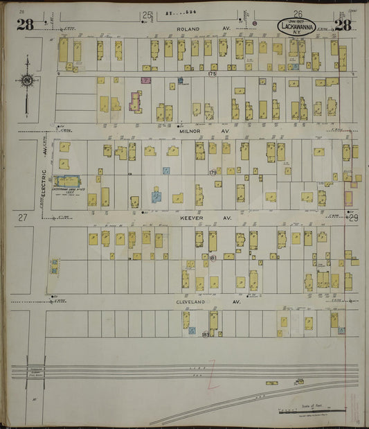 Sanborn Fire Insurance Map from Lackawanna, Erie County, New York (1950), Sheet #0028 - Historic Sanborn Fire Insurance Map Print, vintage old map wall art, antique decor, genealogy gift, New York New York map