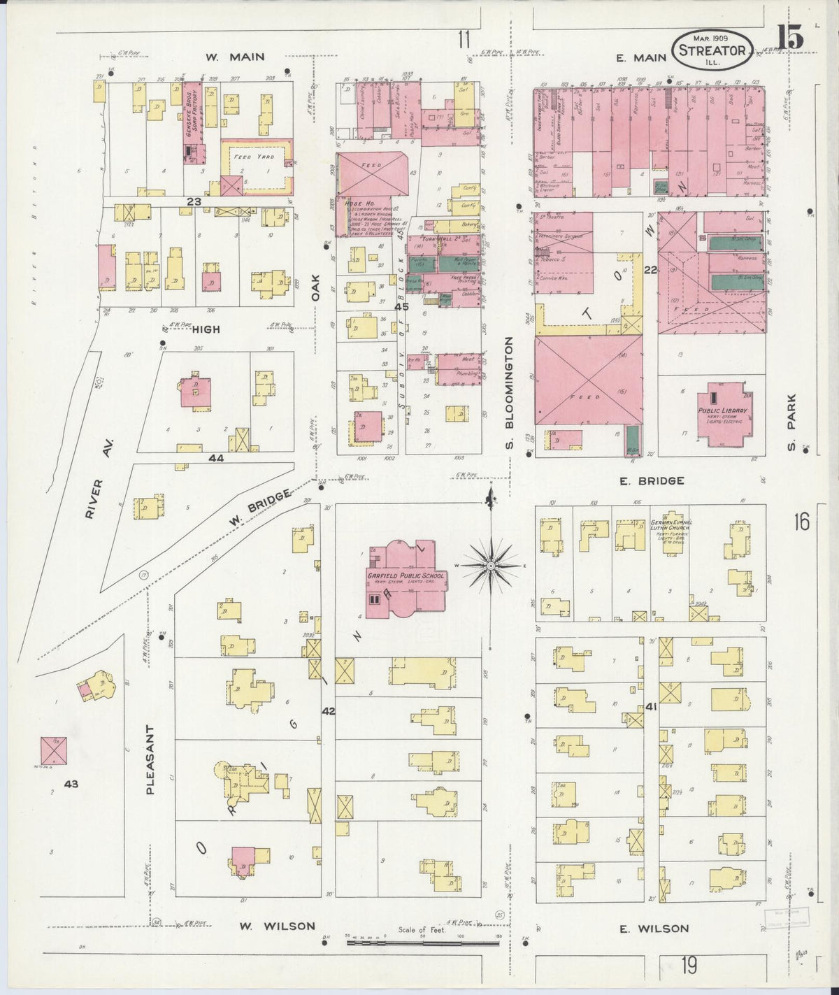 Sanborn Fire Insurance Map from Streator, La Salle County, Illinois (1909), Sheet #0015 - Complete Map Set gallery image, historic Sanborn map, vintage wall art, Illinois Illinois