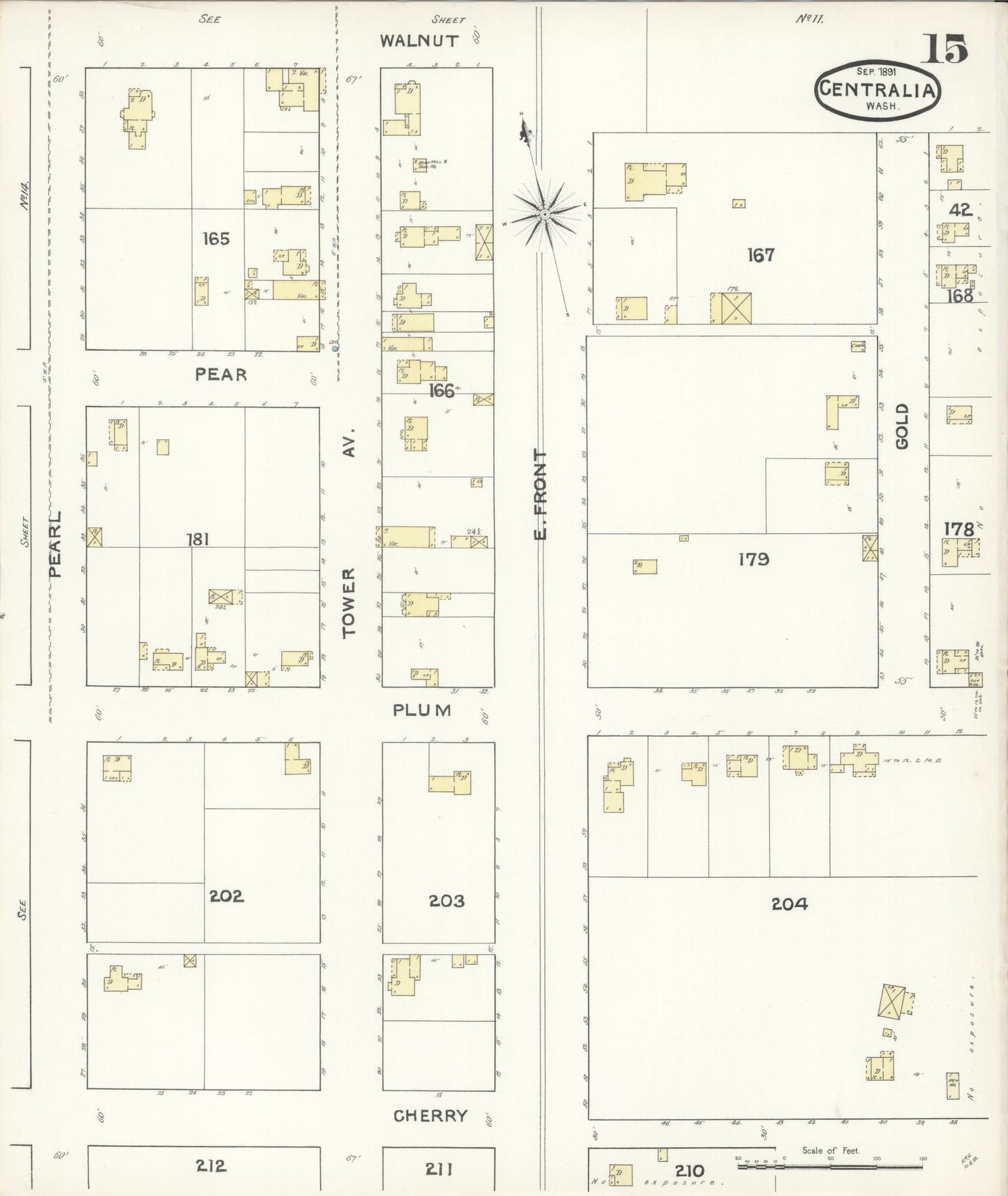 Sanborn Fire Insurance Map from Centralia, Lewis County, Washington (1891), Sheet #0015 - Complete Map Set gallery image, historic Sanborn map, vintage wall art, Washington Washington