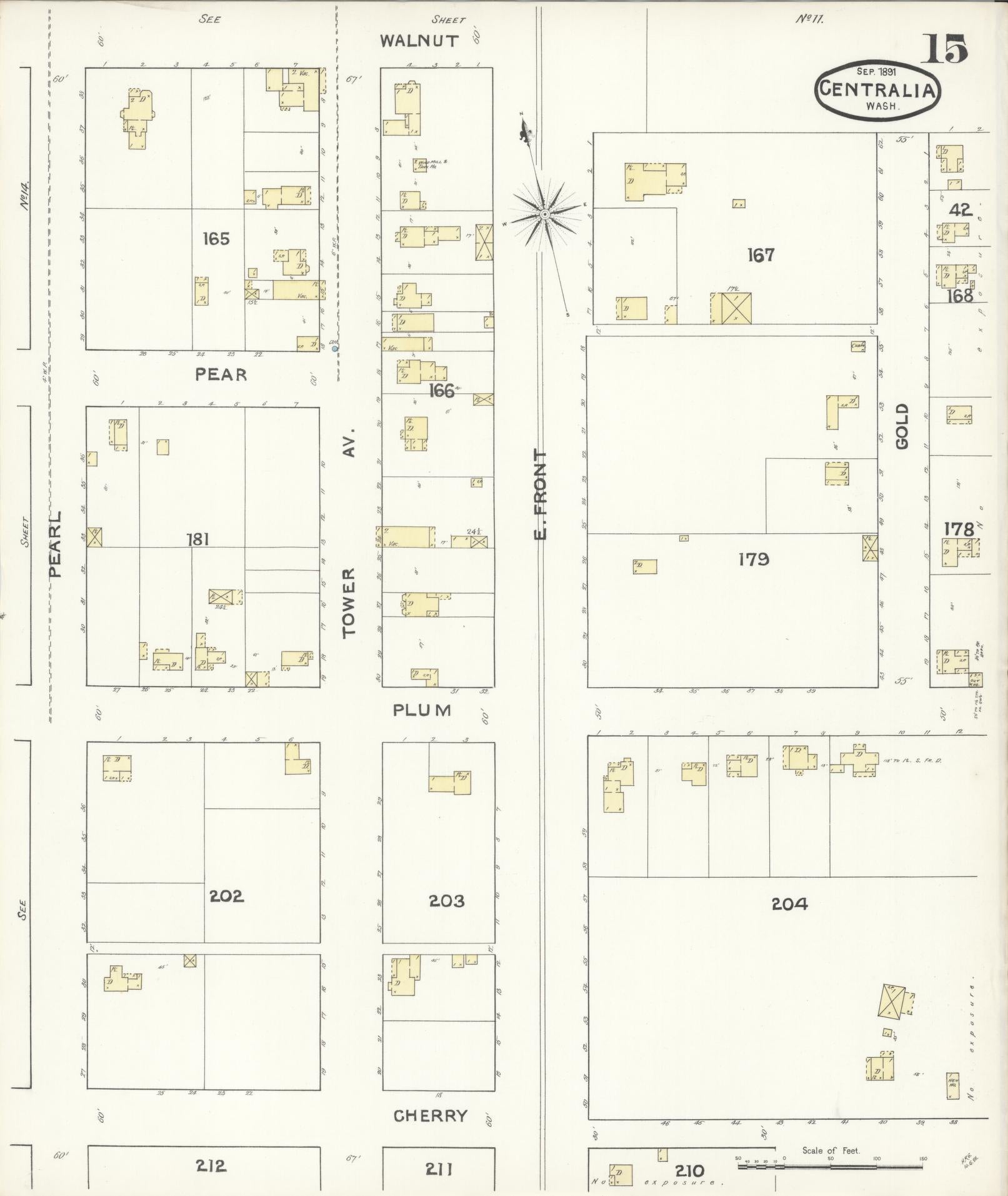 Sanborn Fire Insurance Map from Centralia, Lewis County, Washington (1891), Sheet #0015 - Complete Map Set gallery image, historic Sanborn map, vintage wall art, Washington Washington