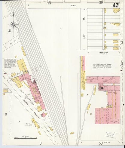 Sanborn Fire Insurance Map from Hamilton, Butler County, Ohio (1899), Sheet #0042 - Historic Sanborn Fire Insurance Map Print, vintage old map wall art, antique decor, genealogy gift, Ohio Ohio map