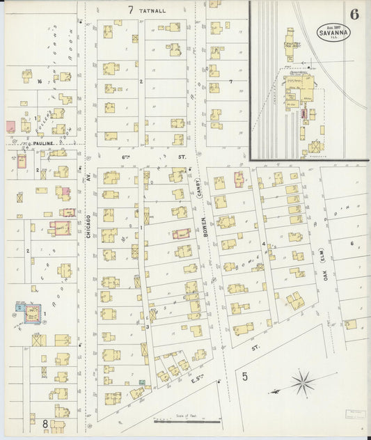 Sanborn Fire Insurance Map from Savanna, Carroll County, Illinois (1897), Sheet #0006 - Historic Sanborn Fire Insurance Map Print, vintage old map wall art, antique decor, genealogy gift, Illinois Illinois map