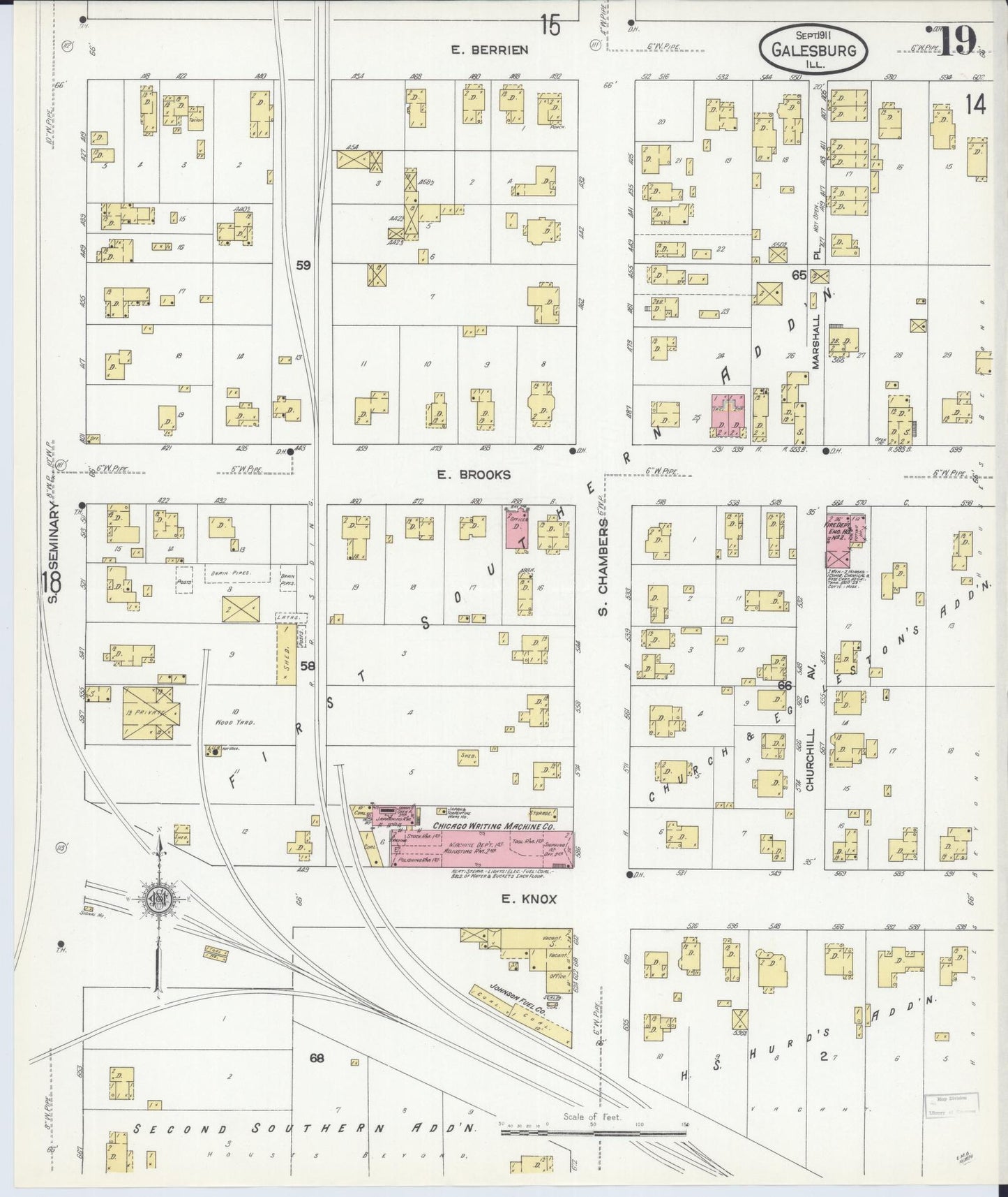 Sanborn Fire Insurance Map from Galesburg, Knox County, Illinois (1911), Sheet #0019 - Complete Map Set gallery image, historic Sanborn map, vintage wall art, Illinois Illinois