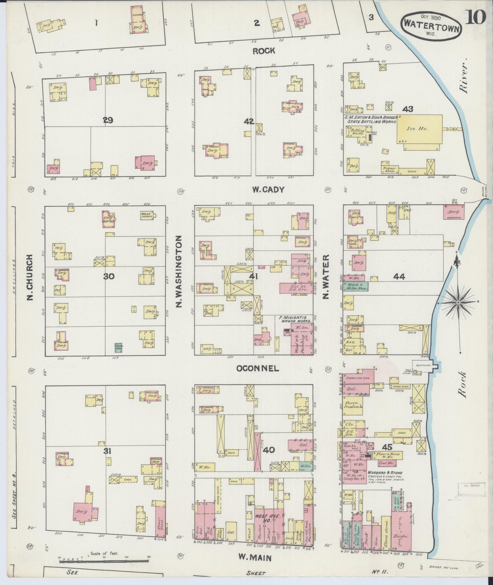 Sanborn Fire Insurance Map from Watertown, Jefferson County, Wisconsin (1890), Sheet #0010 - Complete Map Set gallery image, historic Sanborn map, vintage wall art, Wisconsin Wisconsin