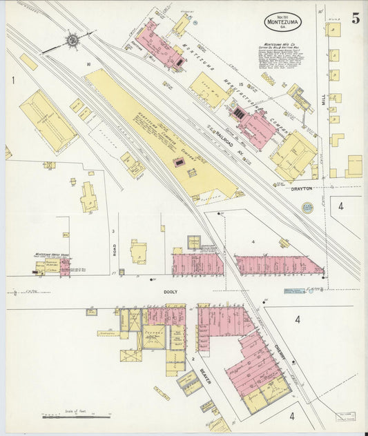 Sanborn Fire Insurance Map from Montezuma, Macon County, Georgia (1911), Sheet #0005 - Historic Sanborn Fire Insurance Map Print, vintage old map wall art, antique decor, genealogy gift, Georgia Georgia map