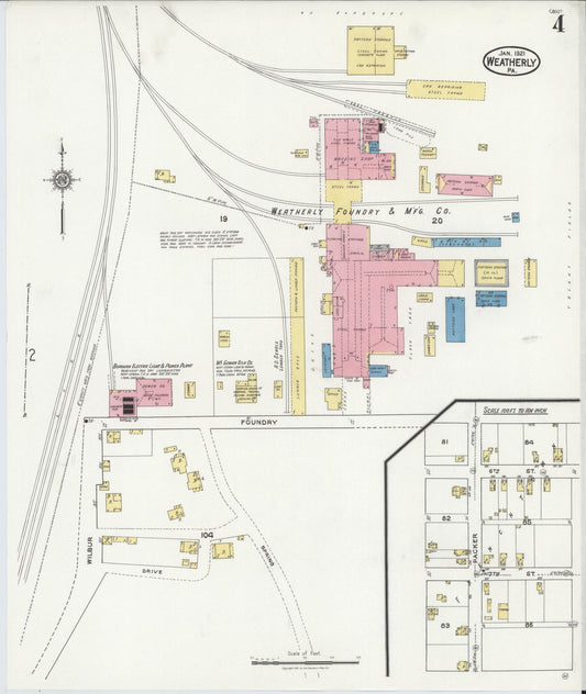 Sanborn Fire Insurance Map from Weatherly, Carbon County, Pennsylvania (1921), Sheet #0004 - Historic Sanborn Fire Insurance Map Print, vintage old map wall art, antique decor, genealogy gift, Pennsylvania Pennsylvania map