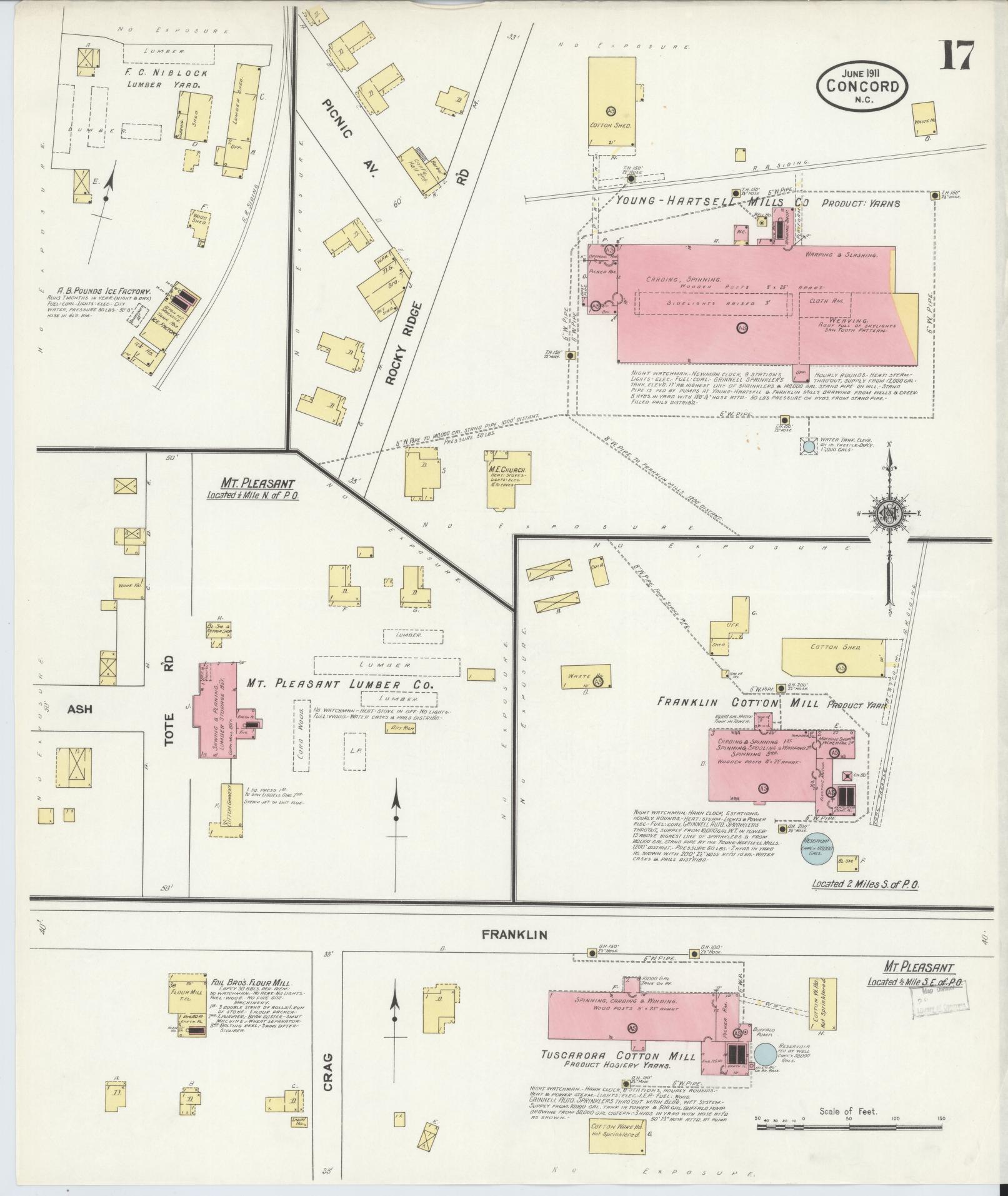 Sanborn Fire Insurance Map from Concord, Cabarrus County, North Carolina (1911), Sheet #0017 - Historic Sanborn Fire Insurance Map Print, vintage old map wall art, antique decor, genealogy gift, North Carolina North Carolina map