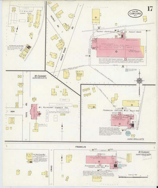 Sanborn Fire Insurance Map from Concord, Cabarrus County, North Carolina (1911), Sheet #0017 - Historic Sanborn Fire Insurance Map Print, vintage old map wall art, antique decor, genealogy gift, North Carolina North Carolina map
