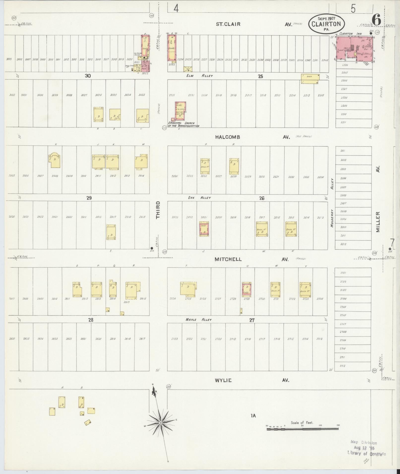Sanborn Fire Insurance Map from Clairton, Allegheny County, Pennsylvania (1907), Sheet #0006 - Historic Sanborn Fire Insurance Map Print, vintage old map wall art, antique decor, genealogy gift, Pennsylvania Pennsylvania map