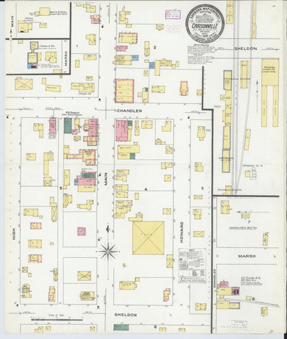 Sanborn Fire Insurance Map from Carsonville, Sanilac County, Michigan (1909), Sheet #0001 - Historic Sanborn Fire Insurance Map Print, vintage old map wall art, antique decor, genealogy gift, Michigan Michigan map