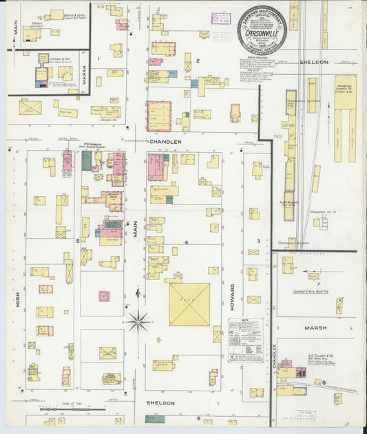 Sanborn Fire Insurance Map from Carsonville, Sanilac County, Michigan (1909), Sheet #0001 - Historic Sanborn Fire Insurance Map Print, vintage old map wall art, antique decor, genealogy gift, Michigan Michigan map