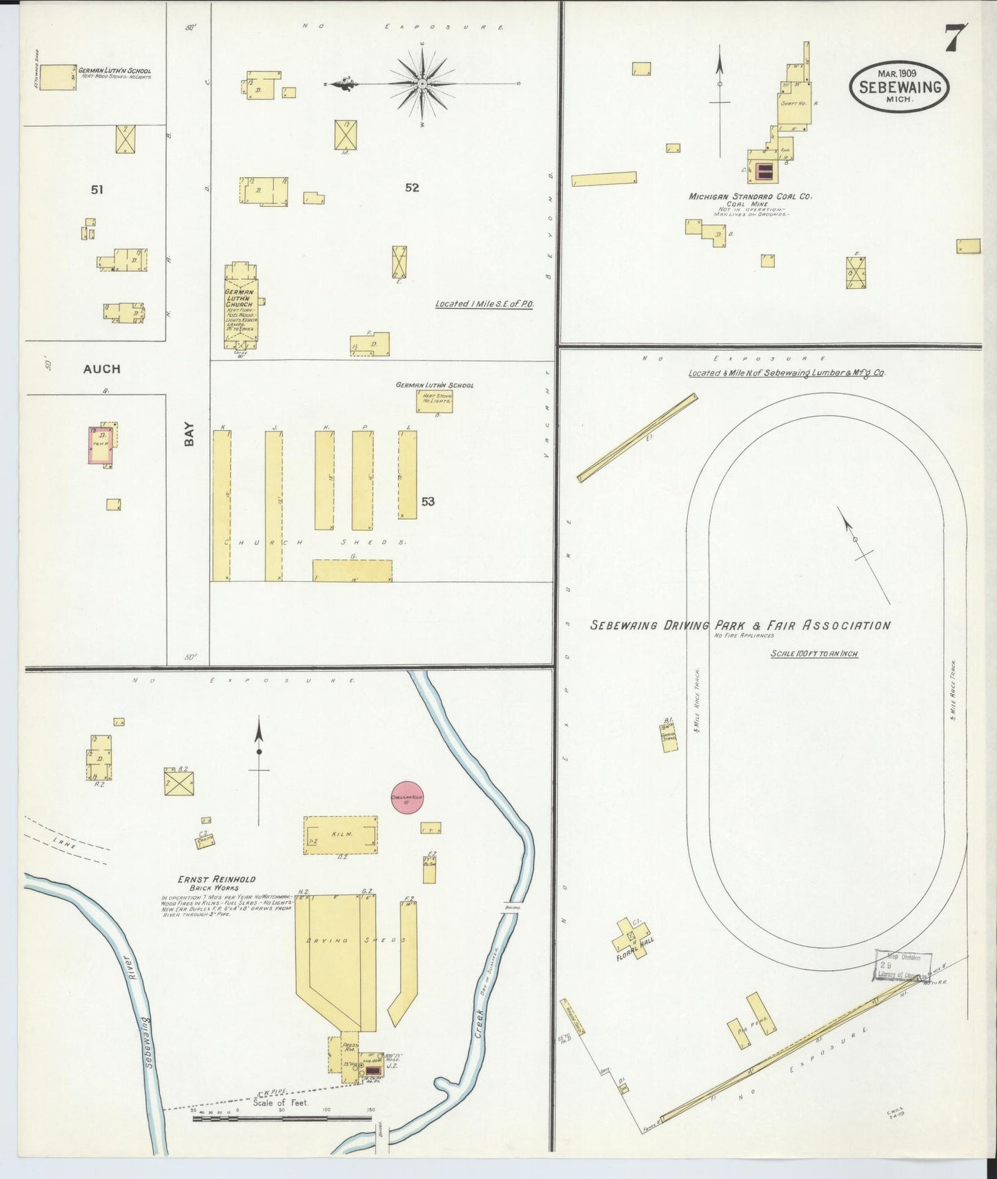 Sanborn Fire Insurance Map from Sebewaing, Huron County, Michigan (1909), Sheet #0007 - Historic Sanborn Fire Insurance Map Print, vintage old map wall art, antique decor, genealogy gift, Michigan Michigan map