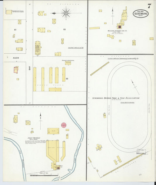 Sanborn Fire Insurance Map from Sebewaing, Huron County, Michigan (1909), Sheet #0007 - Historic Sanborn Fire Insurance Map Print, vintage old map wall art, antique decor, genealogy gift, Michigan Michigan map