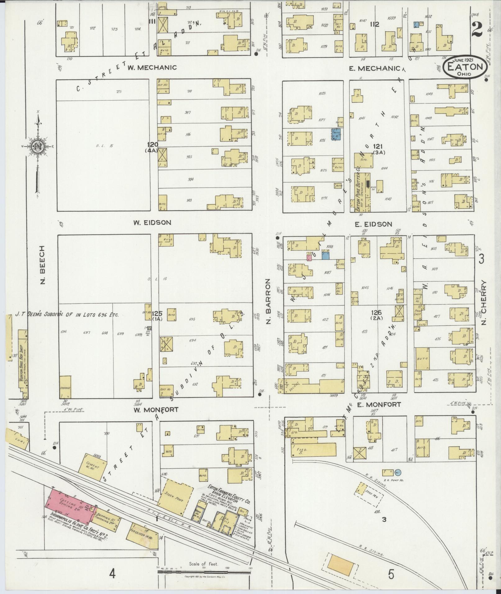 Sanborn Fire Insurance Map from Eaton, Preble County, Ohio (1921), Sheet #0002 - Historic Sanborn Fire Insurance Map Print, vintage old map wall art, antique decor, genealogy gift, Ohio Ohio map