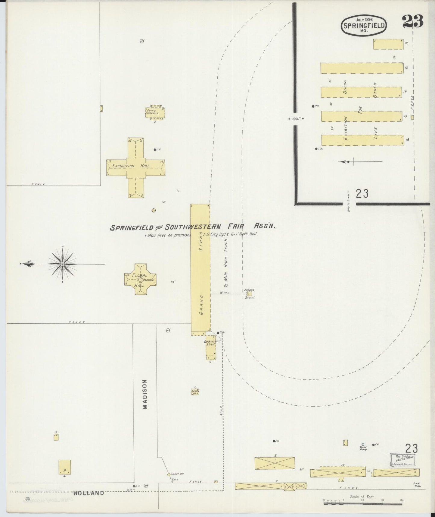 Sanborn Fire Insurance Map from Springfield, Greene County, Missouri (1896), Sheet #0023 - Complete Map Set gallery image, historic Sanborn map, vintage wall art, Missouri Missouri