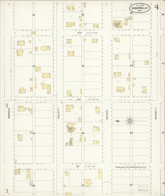 Sanborn Fire Insurance Map from Sedro Woolley, Skagit County, Washington (1903), Sheet #0004 - Historic Sanborn Fire Insurance Map Print, vintage old map wall art, antique decor, genealogy gift, Washington Washington map