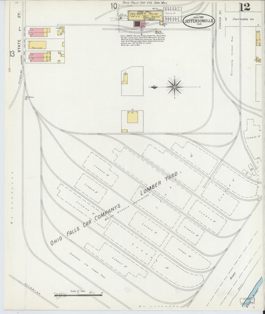 Sanborn Fire Insurance Map from Jeffersonville, Clark County, Indiana (1898), Sheet #0012 - Historic Sanborn Fire Insurance Map Print, vintage old map wall art, antique decor, genealogy gift, Indiana Indiana map