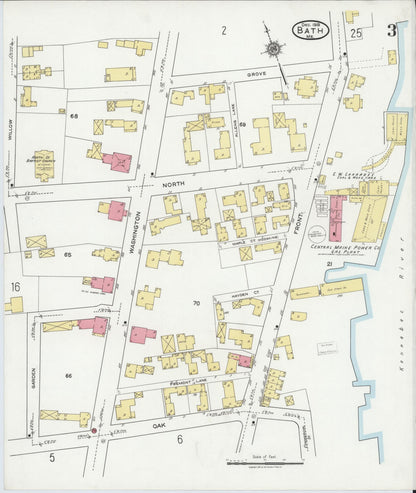 Sanborn Fire Insurance Map from Bath, Sagadahoc County, Maine (1919), Sheet #0003 - Complete Map Set gallery image, historic Sanborn map, vintage wall art, Maine Maine