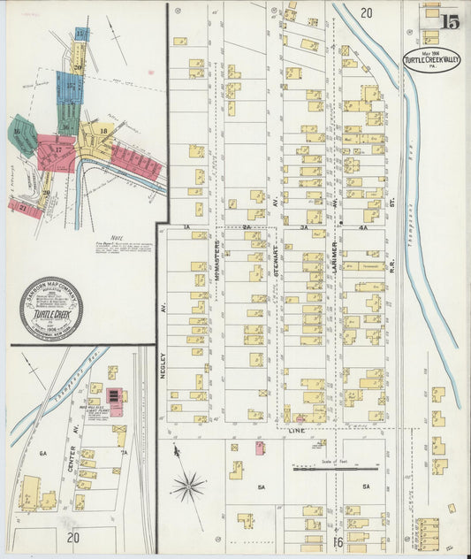 Sanborn Fire Insurance Map from Turtle Creek Valley, Allegheny County, Pennsylvania (1906), Sheet #0015 - Historic Sanborn Fire Insurance Map Print, vintage old map wall art, antique decor, genealogy gift, Pennsylvania Pennsylvania map