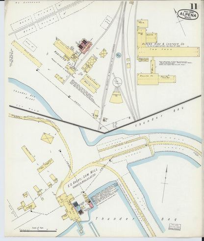 Sanborn Fire Insurance Map from Alpena, Alpena County, Michigan (1895), Sheet #0011 - Historic Sanborn Fire Insurance Map Print, vintage old map wall art, antique decor, genealogy gift, Michigan Michigan map