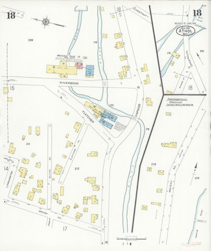 Sanborn Fire Insurance Map from Athol, Worcester County, Massachusetts (1936), Sheet #0018 - Historic Sanborn Fire Insurance Map Print, vintage old map wall art, antique decor, genealogy gift, Massachusetts Massachusetts map