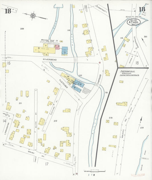 Sanborn Fire Insurance Map from Athol, Worcester County, Massachusetts (1936), Sheet #0018 - Historic Sanborn Fire Insurance Map Print, vintage old map wall art, antique decor, genealogy gift, Massachusetts Massachusetts map
