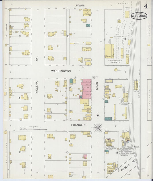 Sanborn Fire Insurance Map from Wyoming, Stark County, Illinois (1893), Sheet #0004 - Historic Sanborn Fire Insurance Map Print, vintage old map wall art, antique decor, genealogy gift, Wyoming Wyoming map