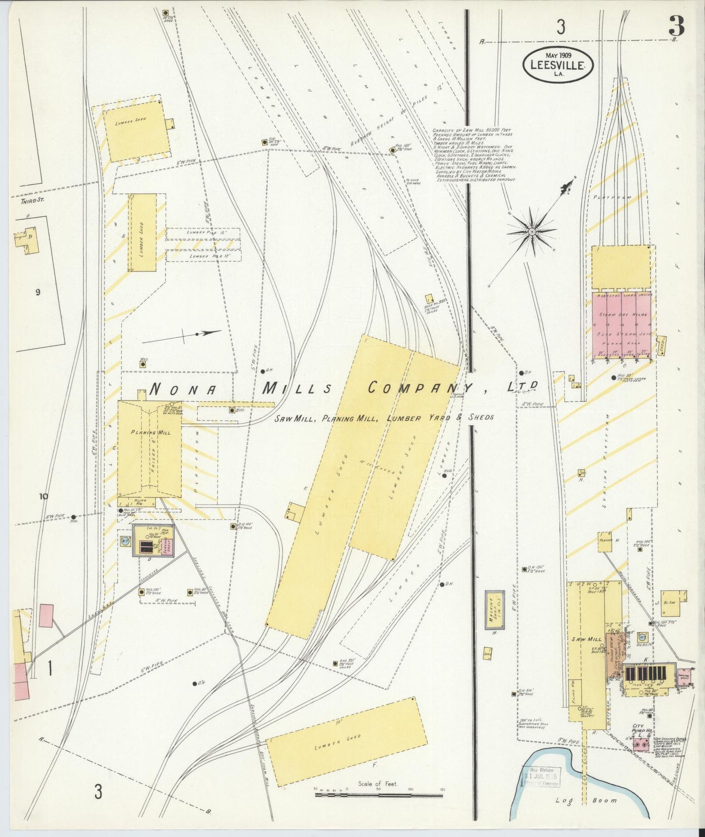 Sanborn Fire Insurance Map from Leesville, Vernon Parish, Louisiana (1909), Sheet #0003 - Complete Map Set gallery image, historic Sanborn map, vintage wall art, Louisiana Louisiana