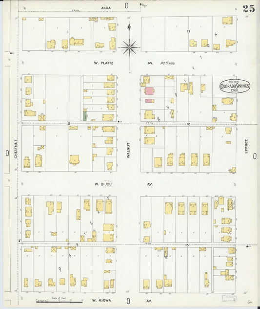 Sanborn Fire Insurance Map from Colorado Springs, El Paso County, Colorado (1900), Sheet #0025 - Historic Sanborn Fire Insurance Map Print, vintage old map wall art, antique decor, genealogy gift, Colorado Colorado map