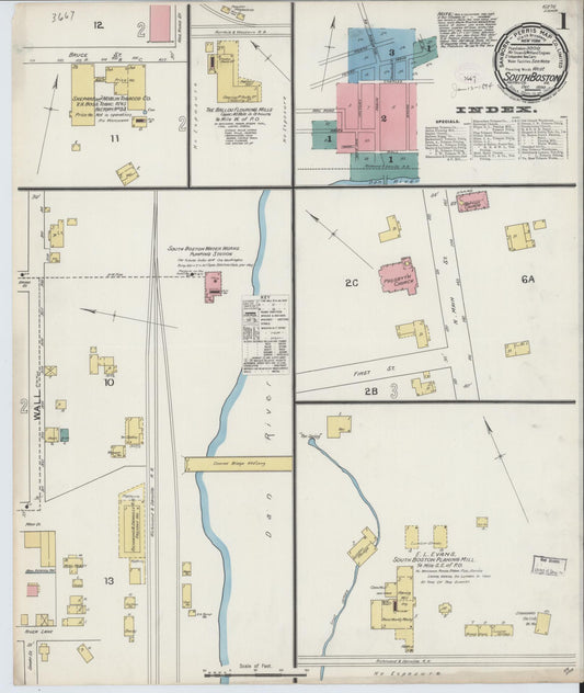 Sanborn Fire Insurance Map from South Boston, Halifax County, Virginia. (1893) – Historic Sanborn Fire Insurance Map Print